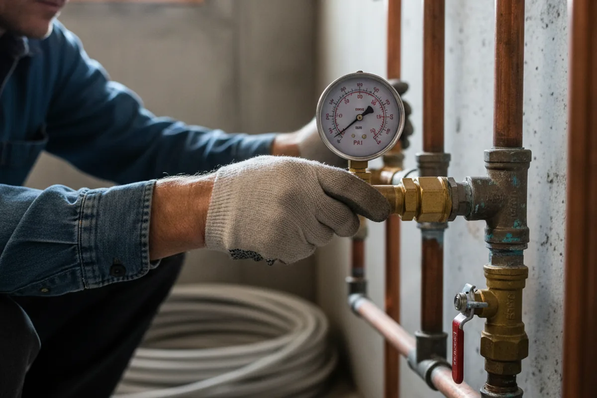 Pressure testing a repaired line during Water Line Repair in Chapel Hill